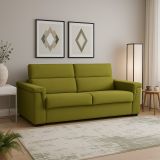 Divano Fisso 3 Posti Verde Sfoderabile Lavabile 225x95 cm, Braccioli Made in Italy - Cantu
