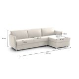 Divano Fisso con Penisola Beige Sfoderabile Reversibile 260x160 cm, Idrorepellente Multiposizione Made in Italy - Posina