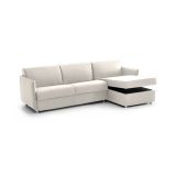 Divano Fisso con Penisola Beige Sfoderabile Reversibile 260x160 cm, Idrorepellente Multiposizione Made in Italy - Posina