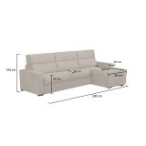 Divano Fisso con Penisola Beige Sfoderabile Reversibile 280x160 cm, Idrorepellente Multiposizione Made in Italy - Vigonovo