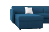 Divano Fisso con Penisola blu Sfoderabile Reversibile 260x160 cm, Idrorepellente Multiposizione Made in Italy - Posina