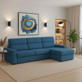 Divano Fisso con Penisola blu Sfoderabile Reversibile 280x160 cm, Idrorepellente Multiposizione Made in Italy - Vigonovo