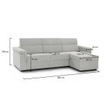 Divano Fisso con Penisola Grigio Chiaro Sfoderabile Idrorepellente 285x160 cm, Lavabile Made in Italy - Cintano