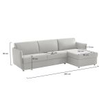 Divano Fisso con Penisola Grigio Chiaro Sfoderabile Idrorepellente Multiposizione 260x160 cm, Lavabile Made in Italy - Posina