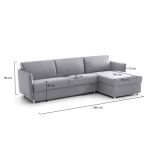 Divano Fisso con Penisola Grigio Sfoderabile Reversibile 260x160 cm, Idrorepellente Multiposizione Made in Italy - Posina