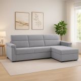 Divano Fisso con Penisola Grigio Sfoderabile Reversibile 285x160 cm, Idrorepellente Multiposizione Made in Italy - Cintano