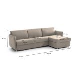 Divano Fisso con Penisola Grigio Tortora- Sfoderabile Reversibile 260x160 cm, Idrorepellente Multiposizione Made in Italy - Posina