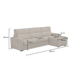 Divano fisso con penisola Vigonovo, 280x160 h100 cm, Beige