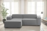 Divano fisso Daniela, Divano componibile a 2 posti large con penisola sinistra, 100% Made in Italy, Sofà moderno in tessuto, Cm 240x170h70, Grigio