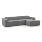 Divano fisso Giovanna, Divano componibile a 3 posti con penisola destra, 100% Made in Italy, Sofà moderno in tessuto, Cm 300x170h70, Grigio
