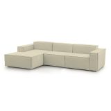 Divano fisso Jessica, Divano componibile a 3 posti con penisola sinistra, 100% Made in Italy, Sofà moderno in tessuto, Cm 300x170h70, Beige