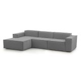 Divano fisso Jessica, Divano componibile a 3 posti con penisola sinistra, 100% Made in Italy, Sofà moderno in tessuto, Cm 300x170h70, Grigio