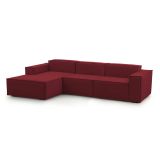 Divano fisso Jessica, Divano componibile a 3 posti con penisola sinistra, 100% Made in Italy, Sofà moderno in tessuto, Cm 300x170h70, Rosso