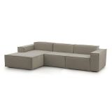Divano fisso Jessica, Divano componibile a 3 posti con penisola sinistra, 100% Made in Italy, Sofà moderno in tessuto, Cm 300x170h70, Tortora