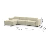 Divano fisso Licia, Divano componibile a 4 posti con penisola sinistra, 100% Made in Italy, Sofà moderno in tessuto, Cm 340x170h70, Beige