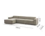 Divano fisso Licia, Divano componibile a 4 posti con penisola sinistra, 100% Made in Italy, Sofà moderno in tessuto, Cm 340x170h70, Tortora