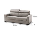 Divano fisso Micaela, Divano a 2 posti Large, 100% Made in Italy, Sofà Soggiorno, in tessuto imbottito, con poggiatesta regolabili e Braccioli slim, Cm 160x95h85, Tortora