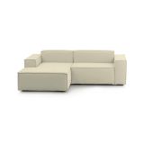 Divano fisso Nadia, Divano componibile a 2 posti con penisola sinistra, 100% Made in Italy, Sofà moderno in tessuto, Cm 220x170h70, Beige