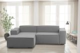 Divano fisso Nadia, Divano componibile a 2 posti con penisola sinistra, 100% Made in Italy, Sofà moderno in tessuto, Cm 220x170h70, Grigio
