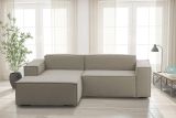 Divano fisso Nadia, Divano componibile a 2 posti con penisola sinistra, 100% Made in Italy, Sofà moderno in tessuto, Cm 220x170h70, Tortora