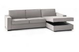 Divano fisso Nami, Divano ad angolo, 100% Made in Italy, Sofà Soggiorno con, penisola contenitore Destra, con Braccioli standard, Cm 280x95h90, Grigio