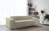 Divano fisso Paola, Divano componibile a 2 posti lineare, 100% Made in Italy, Sofà moderno da soggiorno in tessuto, Cm 220x95h70, Beige