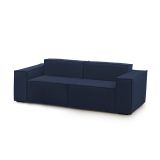 Divano fisso Paola, Divano componibile a 2 posti lineare, 100% Made in Italy, Sofà moderno da soggiorno in tessuto, Cm 220x95h70, Blu