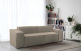 Divano fisso Paola, Divano componibile a 2 posti lineare, 100% Made in Italy, Sofà moderno da soggiorno in tessuto, Cm 220x95h70, Tortora