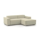 Divano fisso Patrizia, Divano componibile a 2 posti con penisola destra, 100% Made in Italy, Sofà moderno in tessuto, Cm 220x170h70, Beige