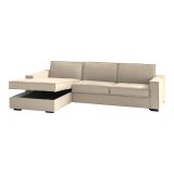 Divano fisso Perla, Divano ad angolo, 100% Made in Italy, Sofà Soggiorno con, penisola contenitore Sinistra, con Braccioli slim, Cm 260x95h90, Beige