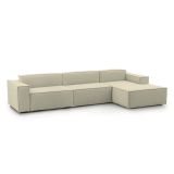 Divano fisso Raffaella, Divano componibile a 4 posti con penisola destra, 100% Made in Italy, Sofà moderno in tessuto, Cm 340x170h70, Beige