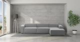Divano fisso Raffaella, Divano componibile a 4 posti con penisola destra, 100% Made in Italy, Sofà moderno in tessuto, Cm 340x170h70, Grigio