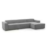 Divano fisso Raffaella, Divano componibile a 4 posti con penisola destra, 100% Made in Italy, Sofà moderno in tessuto, Cm 340x170h70, Grigio