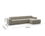 Divano fisso Raffaella, Divano componibile a 4 posti con penisola destra, 100% Made in Italy, Sofà moderno in tessuto, Cm 340x170h70, Tortora