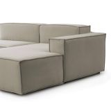 Divano fisso Raffaella, Divano componibile a 4 posti con penisola destra, 100% Made in Italy, Sofà moderno in tessuto, Cm 340x170h70, Tortora