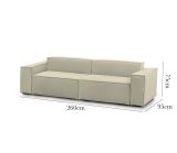 Divano fisso Simona, Divano componibile a 3 posti lineare, 100% Made in Italy, Sofà moderno da soggiorno in tessuto, Cm 260x95h70, Beige