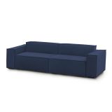 Divano fisso Simona, Divano componibile a 3 posti lineare, 100% Made in Italy, Sofà moderno da soggiorno in tessuto, Cm 260x95h70, Blu