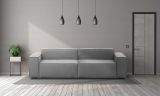 Divano fisso Simona, Divano componibile a 3 posti lineare, 100% Made in Italy, Sofà moderno da soggiorno in tessuto, Cm 260x95h70, Grigio