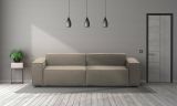 Divano fisso Simona, Divano componibile a 3 posti lineare, 100% Made in Italy, Sofà moderno da soggiorno in tessuto, Cm 260x95h70, Tortora