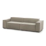 Divano fisso Simona, Divano componibile a 3 posti lineare, 100% Made in Italy, Sofà moderno da soggiorno in tessuto, Cm 260x95h70, Tortora