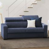 Divano in legno e ferro rivestito in tessuto blu 180x95x85h cm - Kiev