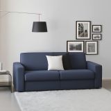 Divano in legno e ferro rivestito in tessuto blu 180x95x90h cm - Cianite