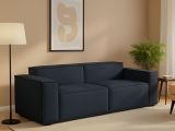 Divano in legno e ferro rivestito in tessuto blu 220x95x70h cm - Lepidolite