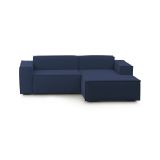 Divano in legno e ferro rivestito in tessuto blu 240x170x70h cm - Ameli