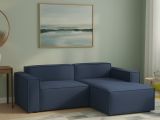 Divano in legno e ferro rivestito in tessuto blu 240x170x70h cm - Ameli