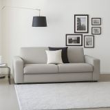 Divano in legno e ferro rivestito in tessuto grigio 180x95x90h cm - Azzurrite