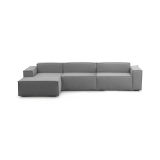 Divano in legno e ferro rivestito in tessuto grigio 340x170x70h cm - Atrillo