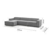 Divano in legno e ferro rivestito in tessuto grigio 340x170x70h cm - Atrillo