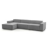 Divano in legno e ferro rivestito in tessuto grigio 340x170x70h cm - Atrillo
