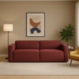 Divano in legno e ferro rivestito in tessuto rosso 220x95x70h cm - Lepidolite